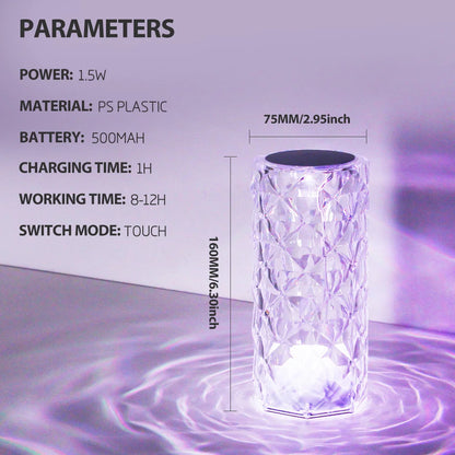 Touching Control Rose Crystal Lamp