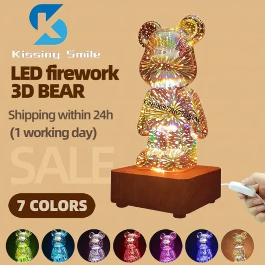 3D Firework Bear Colorful Bear Decor