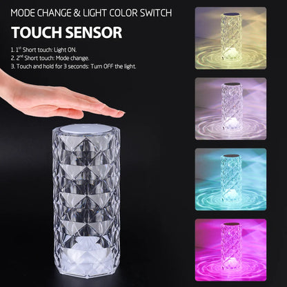 Touching Control Rose Crystal Lamp